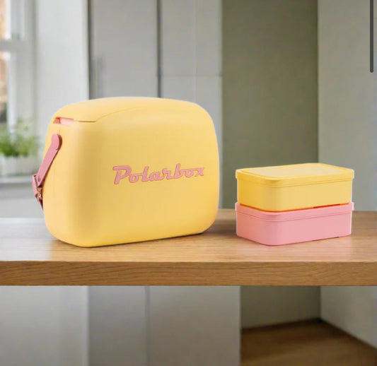 POLARBOX RETRO COOLER BOX 6L YELLOW - INCLUDES 2 LUNCH BOXES