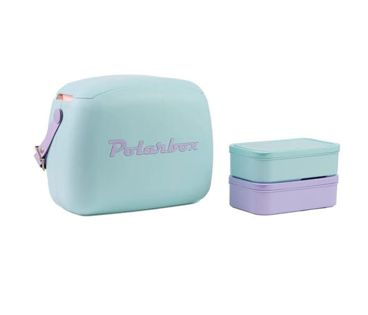 POLARBOX RETRO COOLER BOX 6L SKY BLUE - INCLUDES 2 LUNCH BOXES